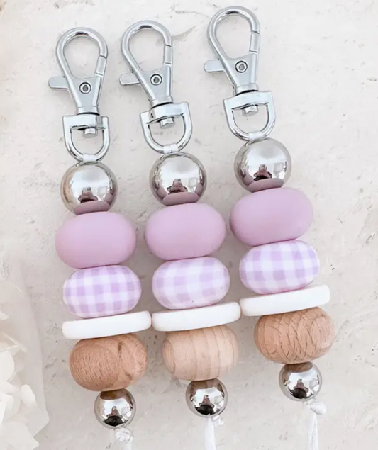 Gingham Girl Keychain Lavender
