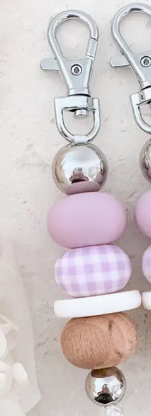 Gingham Girl Keychain Lavender