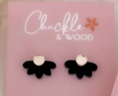 Black Flower Studs