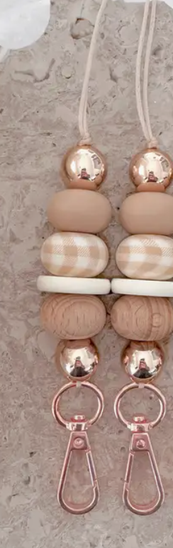 Gingham Girl Lanyard - Oatmeal