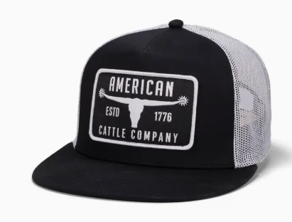 Bull Spurs Hat - Flat - Black/White