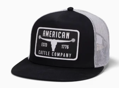 Bull Spurs Hat - Flat - Black/White