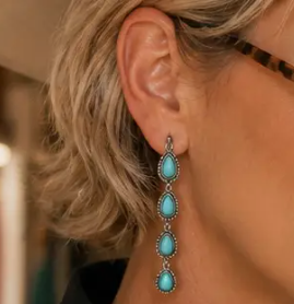 Fashion Turquoise Teardrop Dangle Earrings