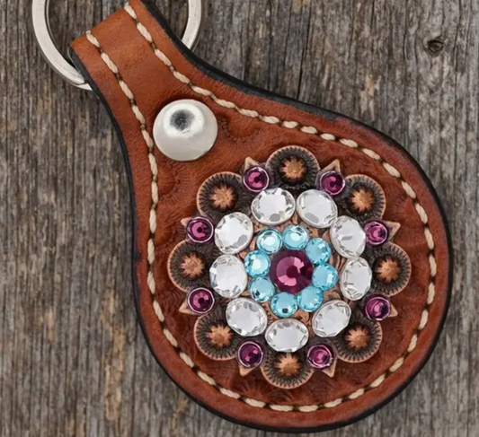 Medium Oil Key Chain with Purple European Crystal Concho