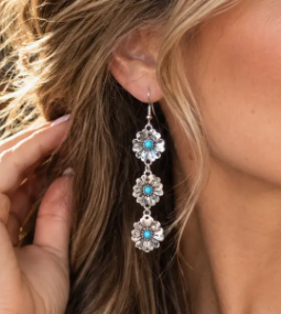 Fashion Turquoise Flower Dangle Earrings