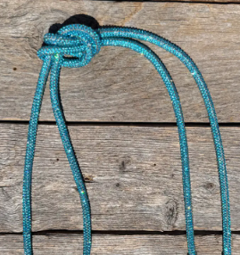 Aqua Rhinestone Bolo Tie with Western Slide