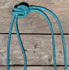 Aqua Rhinestone Bolo Tie with Crystal Slide