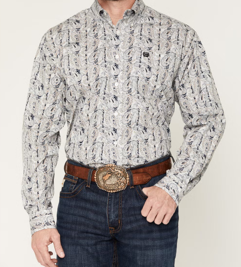 Cinch Mens Classic Fit L/S Shirt - MTW1106154 - Cream