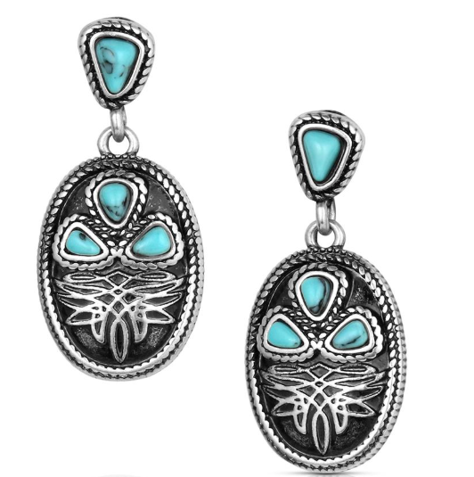 Montana Silversmiths - Boot Stitch Turquoise Earrings