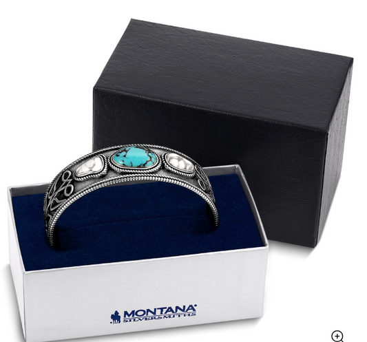 Montana Silversmiths -  Boot Stitch Turquoise Cuff Bracelet - BC6604