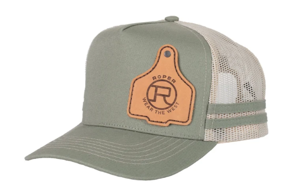 Roper Trucker Cap Cattle Tag - Olive Green - RC2505