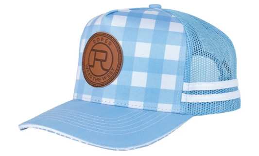 JRoper Trucker Cap Mini Plaid - Cornflower/White - RC2509