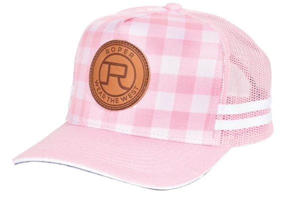 Roper Trucker Cap Mini Plaid - Pink/Light Pink - RC2402