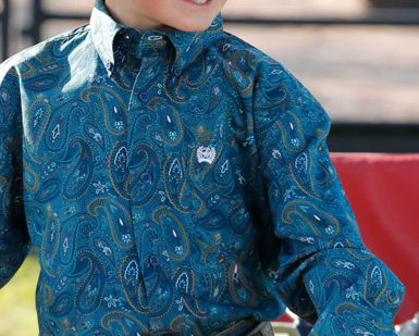 Cinch Boys Toddler Blue Paisley Print L/S Shirt
