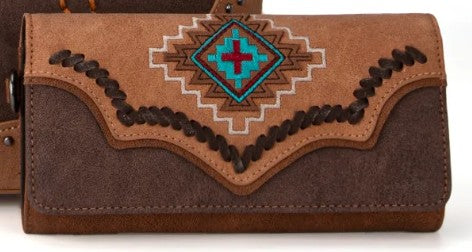 Montana West Embroidered Aztec Wallet - Brown