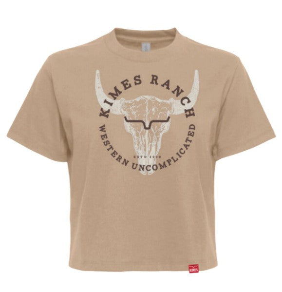 Kimes Ranch Ladies Bison Skull Tee Shirt - Tan