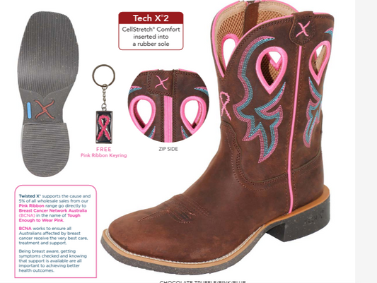 Twisted X Ladies 9” Pink Tech X®2 Zip Boot - TCWXTR019