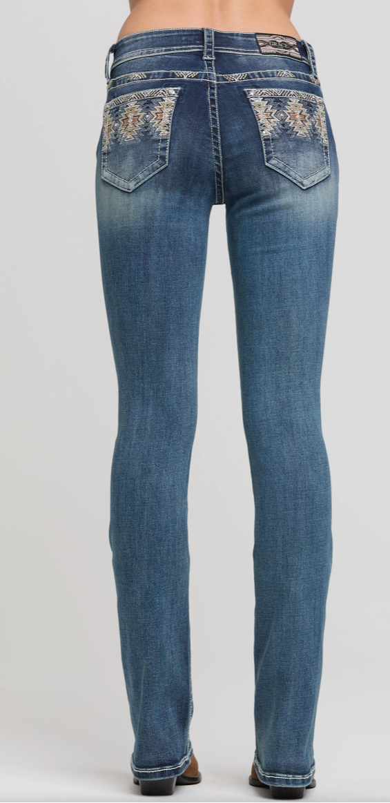 Grace in LA 3 Diamonds Modify Mid Rise Boot Cut 34" - EB-81810