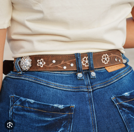 Ariat Ladies Flower Belt - Brown - A1510202
