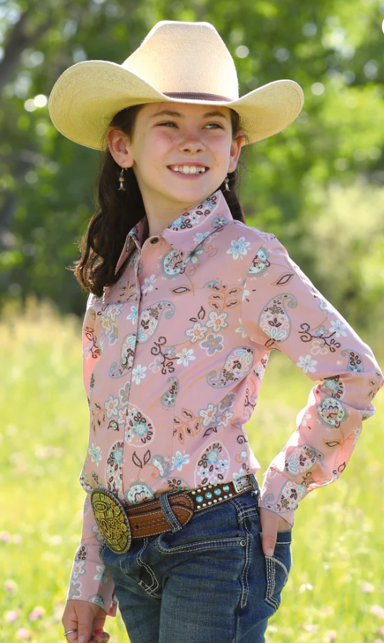 Cruel Girl Girls Long Sleeve Rhinestone Snap Western Shirt - CTW8040013