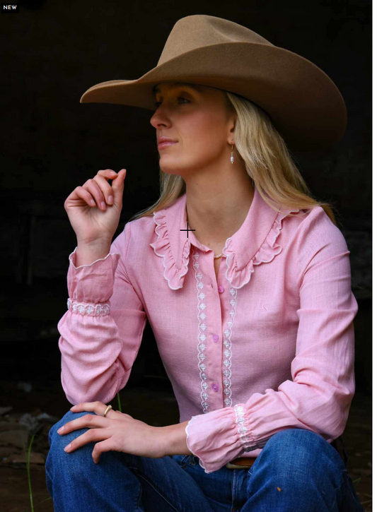 Lime & Soda Lottie Blouse - Pink with White Trim
