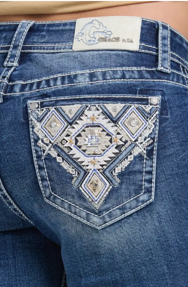 Grace in LA Aztec Embroidered Mid-Rise Capri - EC-61998