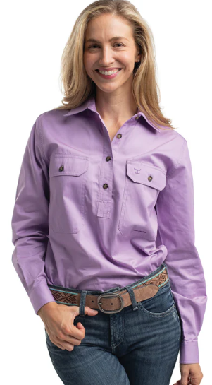 Just Country Ladies Jahna 1/2 Button L/S Shirt - Orchid - 50505OCD