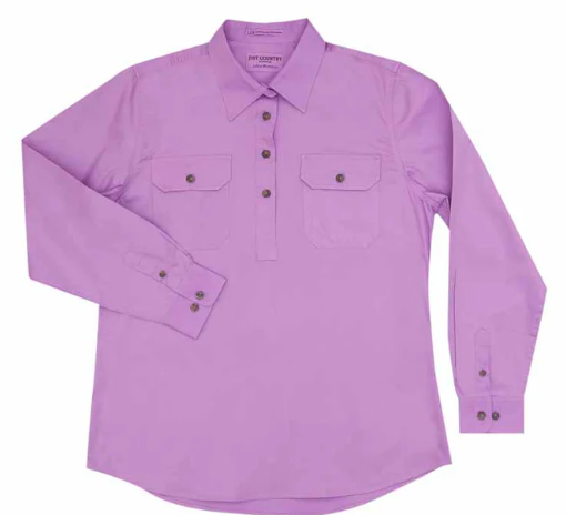 Just Country Ladies Jahna 1/2 Button L/S Shirt - Orchid - 50505OCD