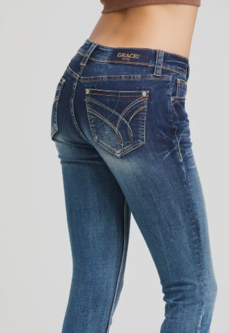 Grace in LA Curved Motif Skinny Jean - 30" - EN-52013