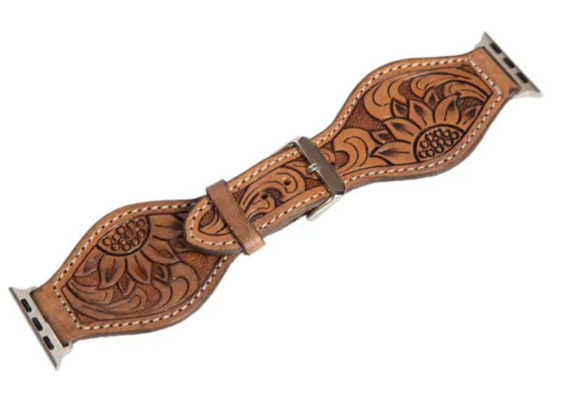 The Design Edge Rounded Leather Apple Watch Strap - Brown Leather - WS101 - Watch Size 38/40/41mm