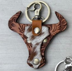 The Design Edge Tooling Leather and Cowhide Horse Keyring