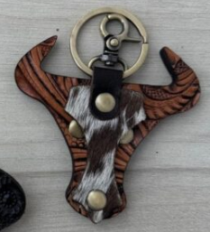 The Design Edge Tooling Leather and Cowhide Horse Keyring