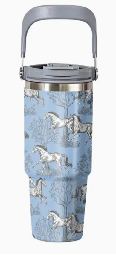 Lila Toile 30 oz Stainless Steel Drink Bottle - Blue