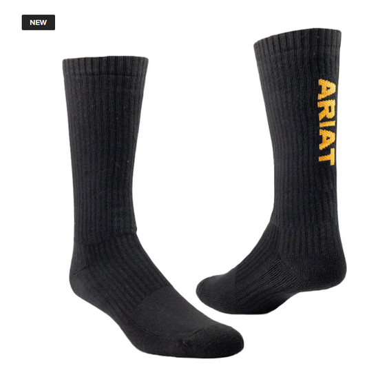 Ariat Mens Premium Cotton Mid Calf Socks - Black - 2294-002