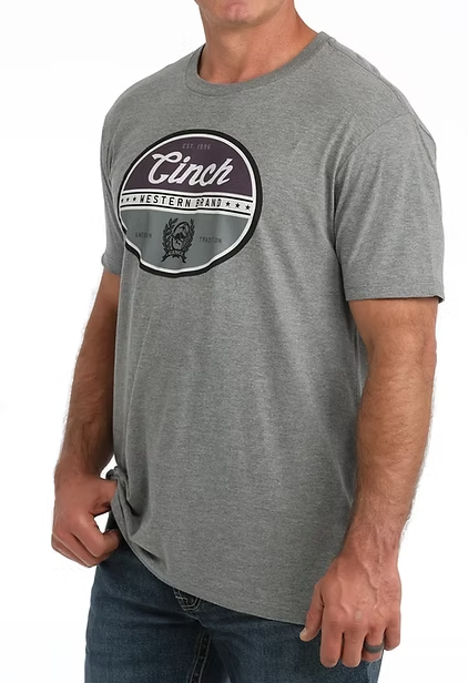Cinch Mens Grey Logo Graphic Tee - MTT1690749