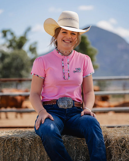 LIttle Spurs & Co Ladies Polo - Pastel Pink