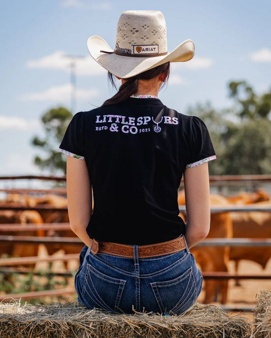 LIttle Spurs & Co Ladies Polo - Black