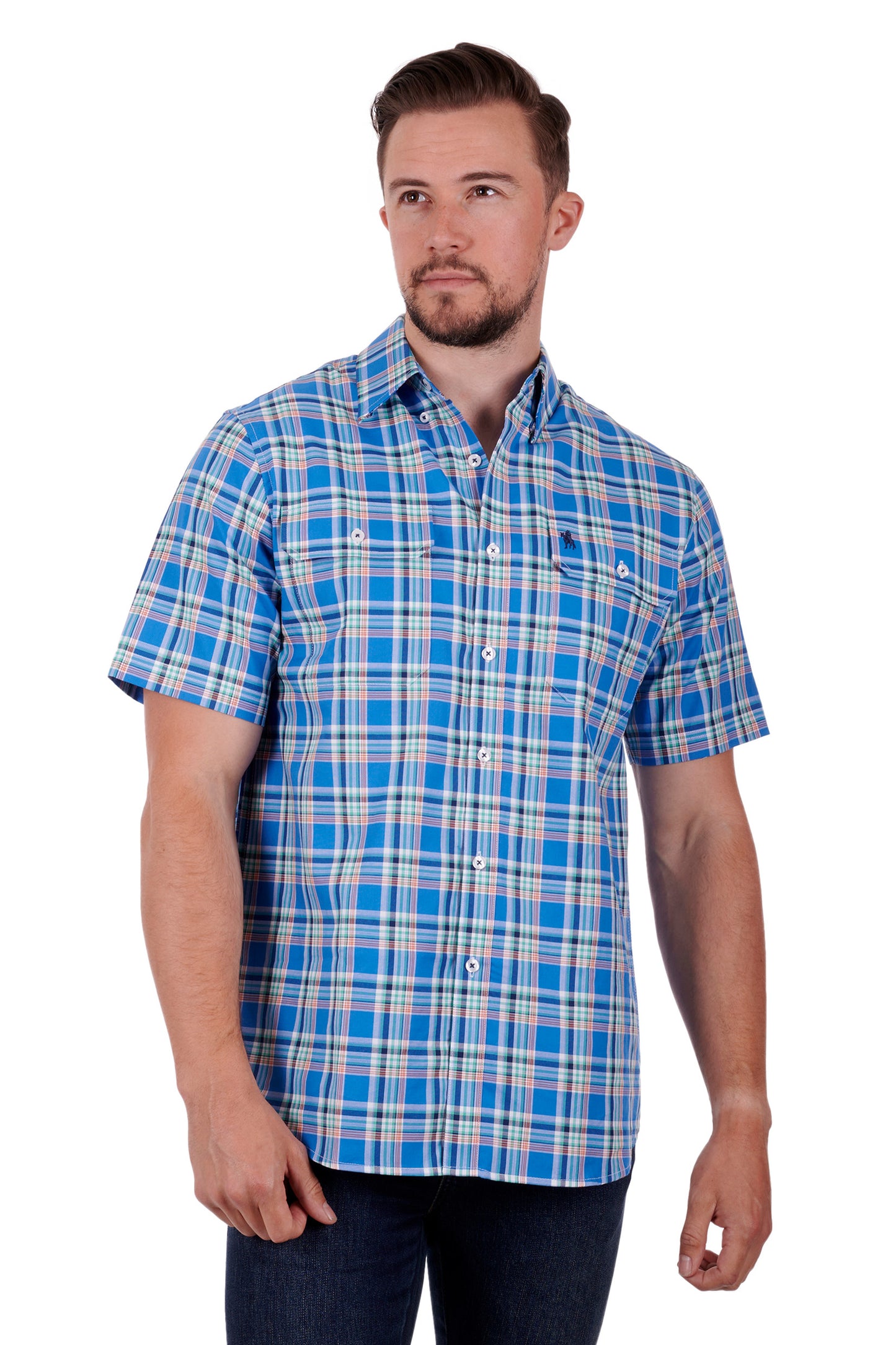 Thomas Cook Mens Baxter S/S Shirt - Blue/Tan