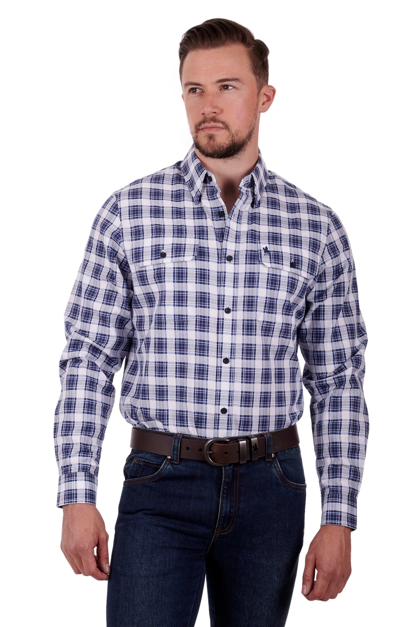 Thomas Cook Mens Lloyd L/S Shirt - White/Denim - ON SALE