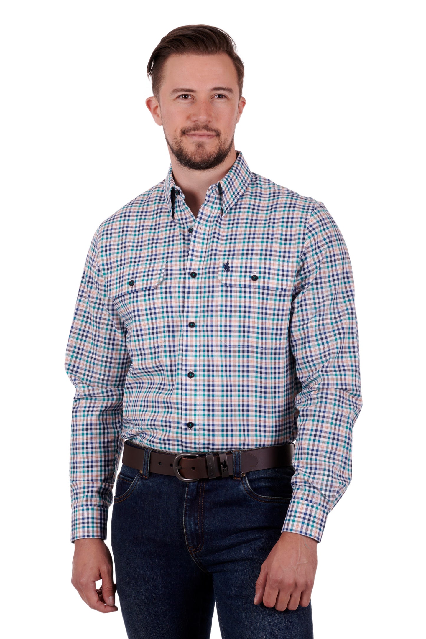 Thomas Cook Mens Whitburn L/S Shirt - Blue/Green - ON SALE