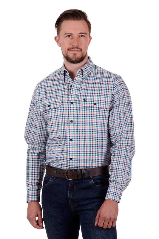 Thomas Cook Mens Whitburn L/S Shirt - Blue/Green - T3S1115031