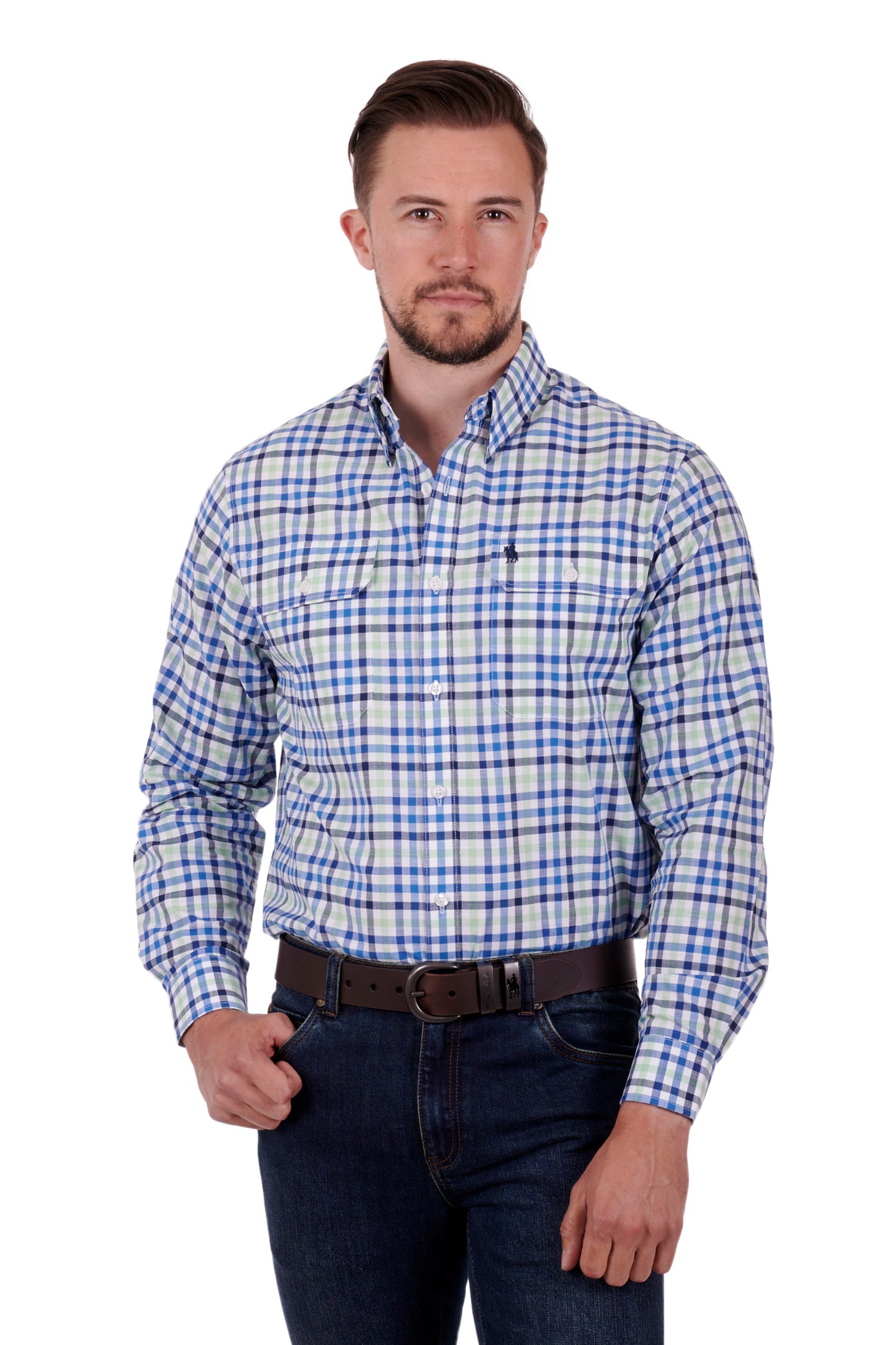 Thomas Cook Mens Scott L/S Shirt - Blue/Green - ON SALE