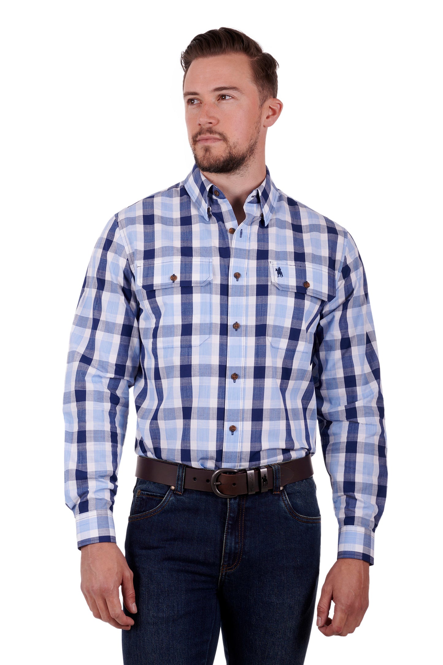 Thomas Cook Mens Hordon L/S Shirt - Blue/White - ON SALE