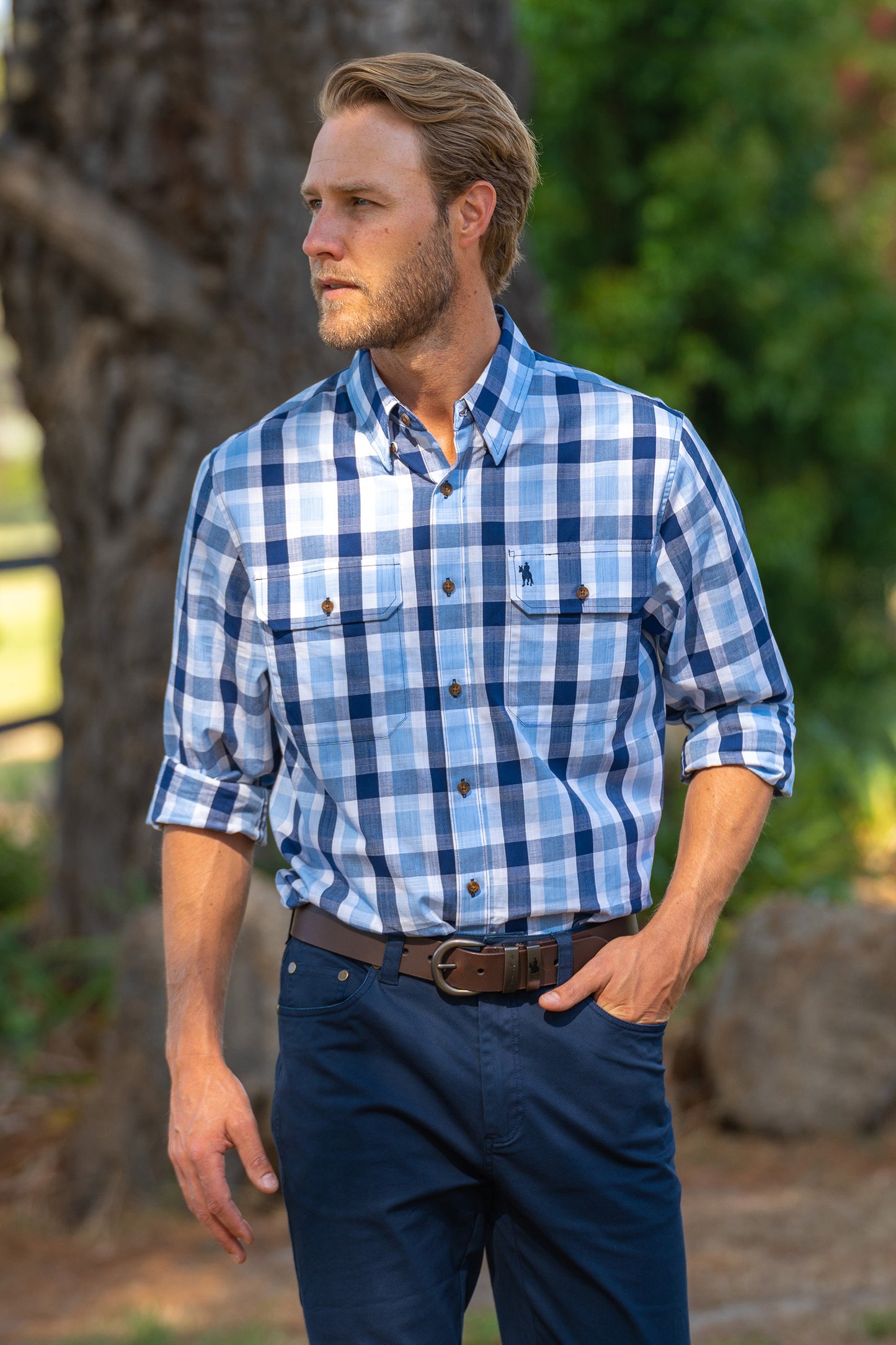 Thomas Cook Mens Hordon L/S Shirt - Blue/White - ON SALE