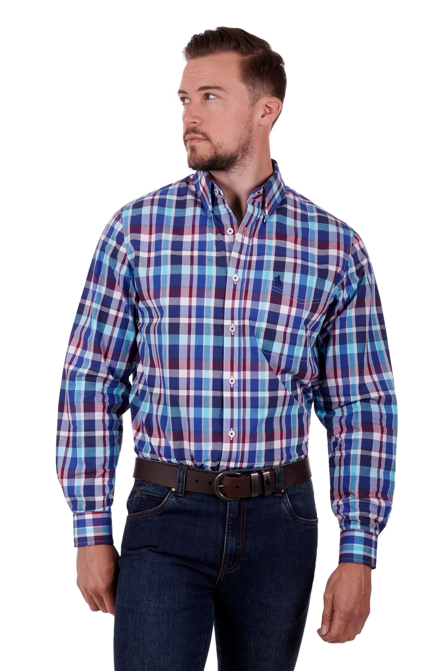 Thomas Cook Mens Chapman L/S Shirt - Blue/Red - ON SALE