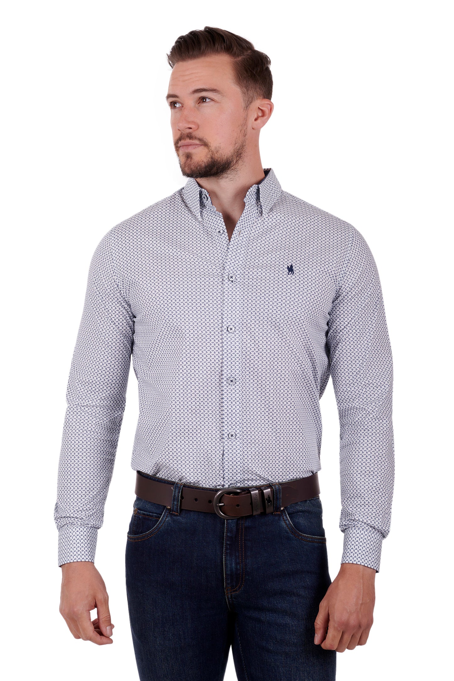 Thomas Cook Mens Sean Tailored L/S Shirt - Navy/White