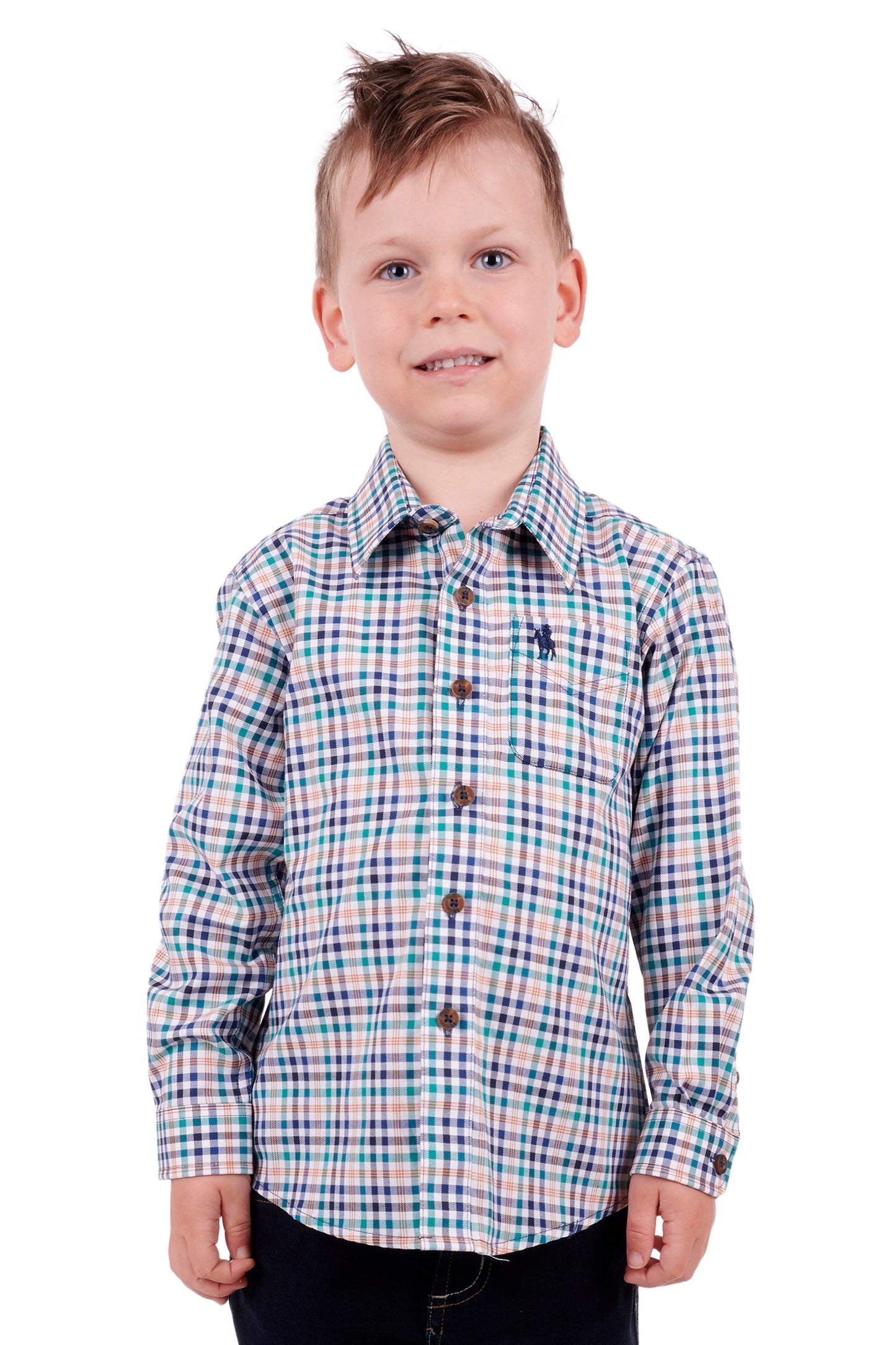 Thomas Cook Boys Whitburn  L/S Shirt - Blue/Green
