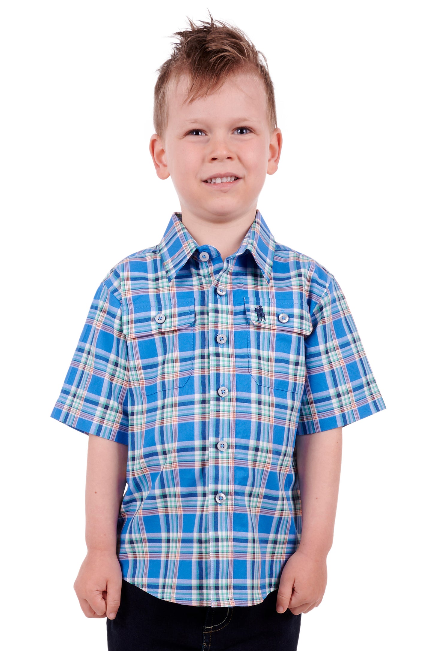 Thomas Cook Boys Baxter S/S Shirt - Blue/Tan