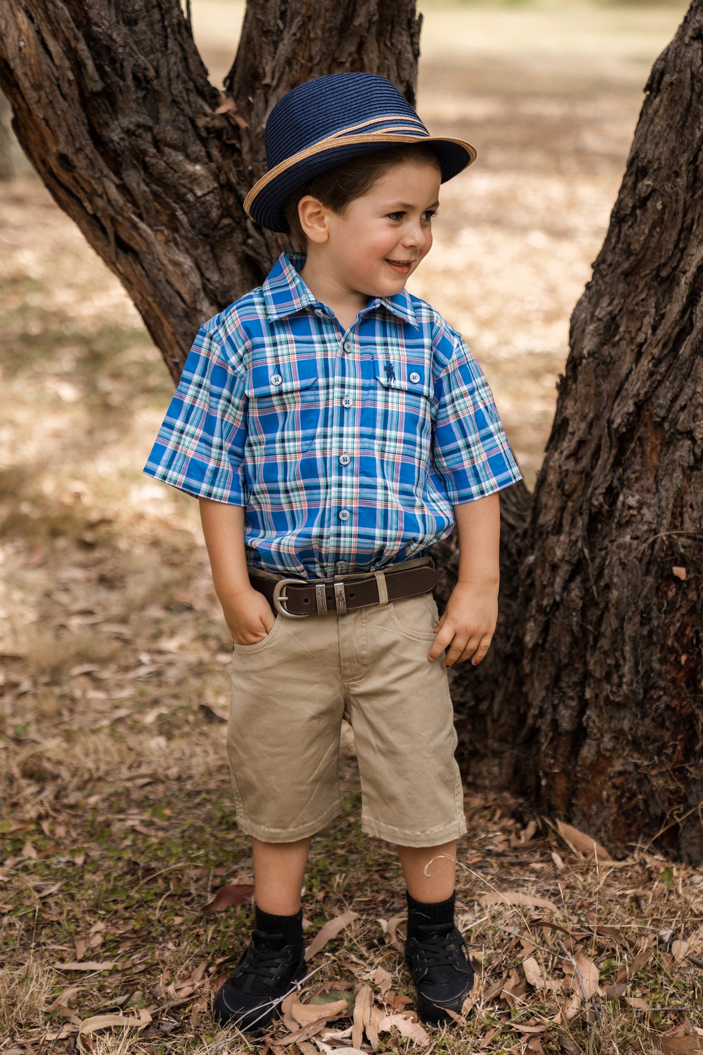 Thomas Cook Boys Baxter S/S Shirt - Blue/Tan