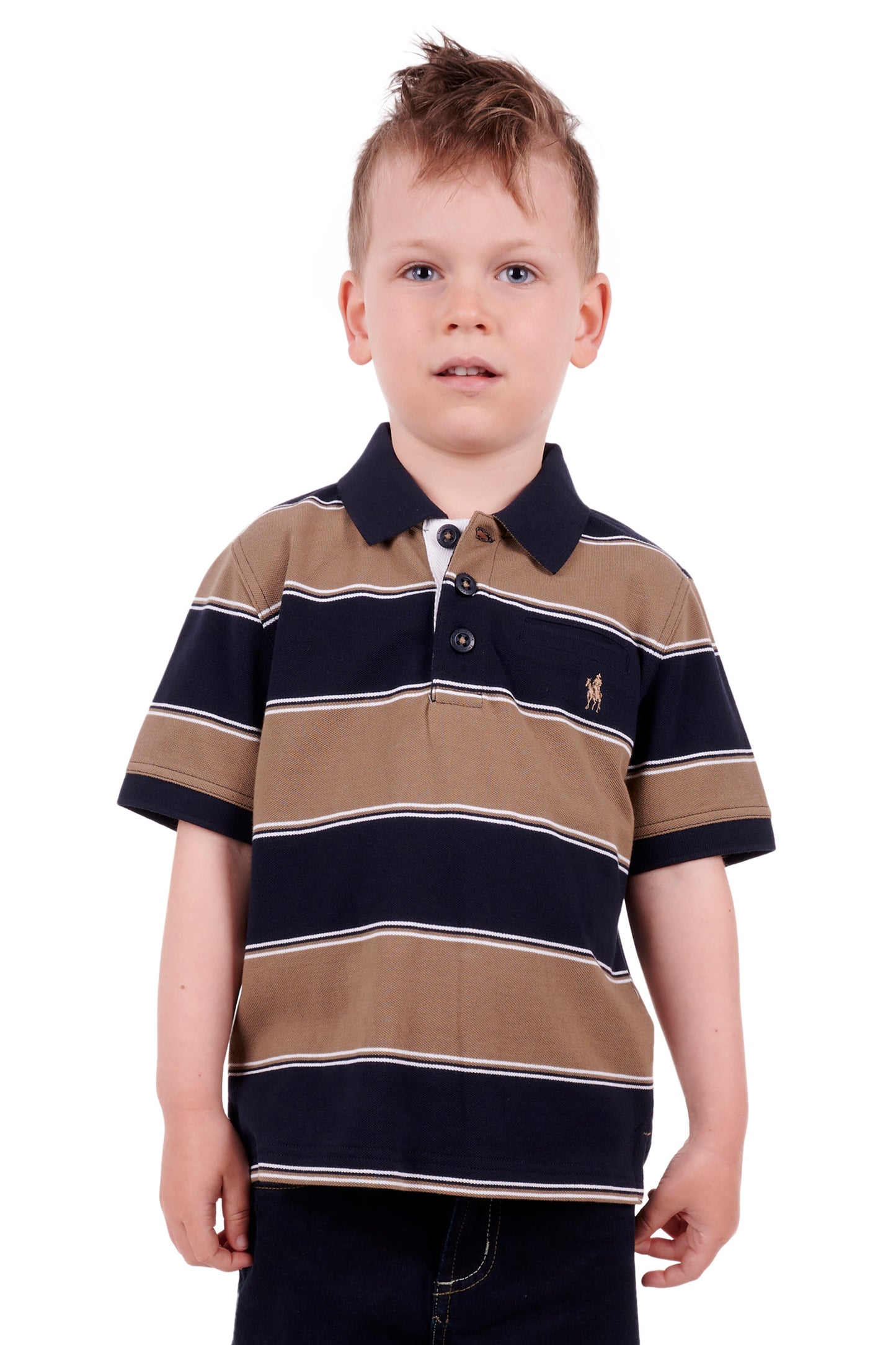 Thomas Cook Boys Anderson S/S Polo - Navy/Tan